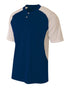 A4 2-Button Henley w/ Contrast Stretch Mesh (N3315), Color 'Navy/White'